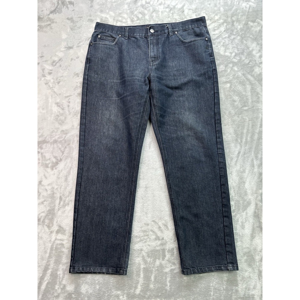 Michael Kors Jeans Mens 38x31 Dark Blue Straight Leg Whiskered Grunge Denim Guys